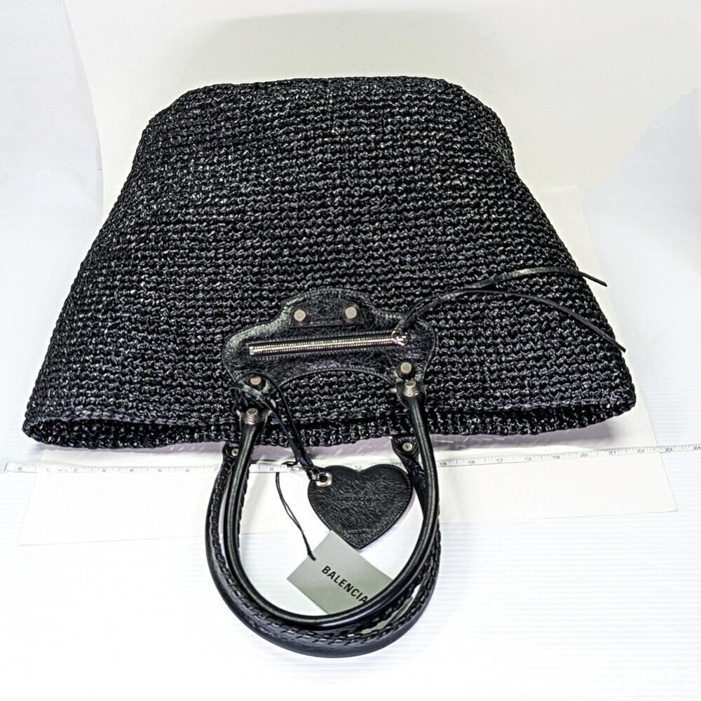 Balenciaga Women's Large Le Cagole Panier Black Raffia Tote Bag (MSRP $1,750) - Picture 13 of 13